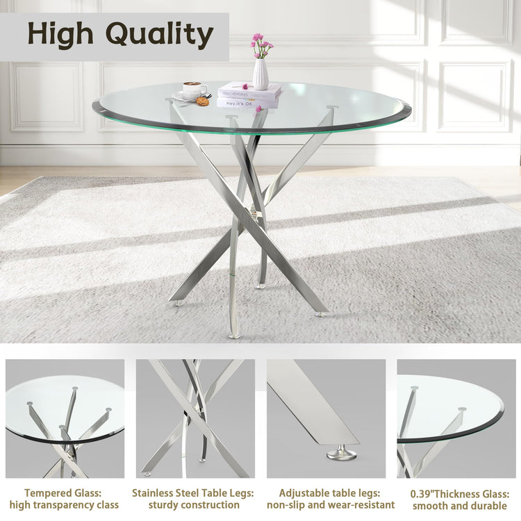36" Round Glass Dining Table Set for 4 (5 Count)
