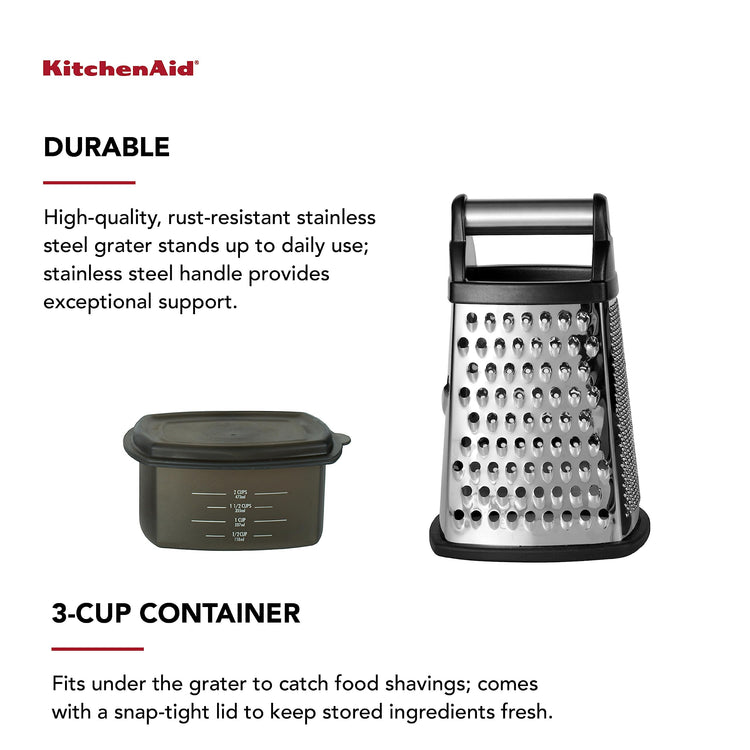 Gourmet Box Grater with Detachable Measuring Container and Lid