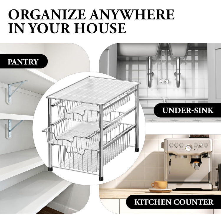 Stackable 3 Tier Sliding Basket Organizer Drawer