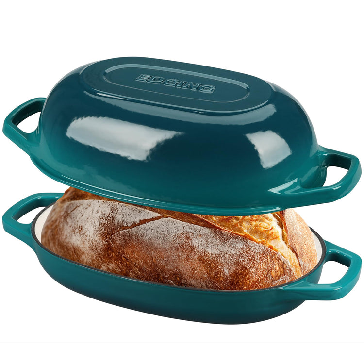 Enameled Cast Iron Oval Dutch Oven Pot with Lid