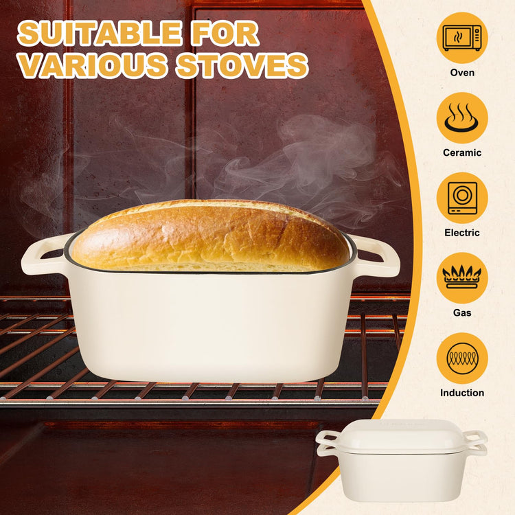 Oval Enameled Cast Iron Dutch Oven with Lid
