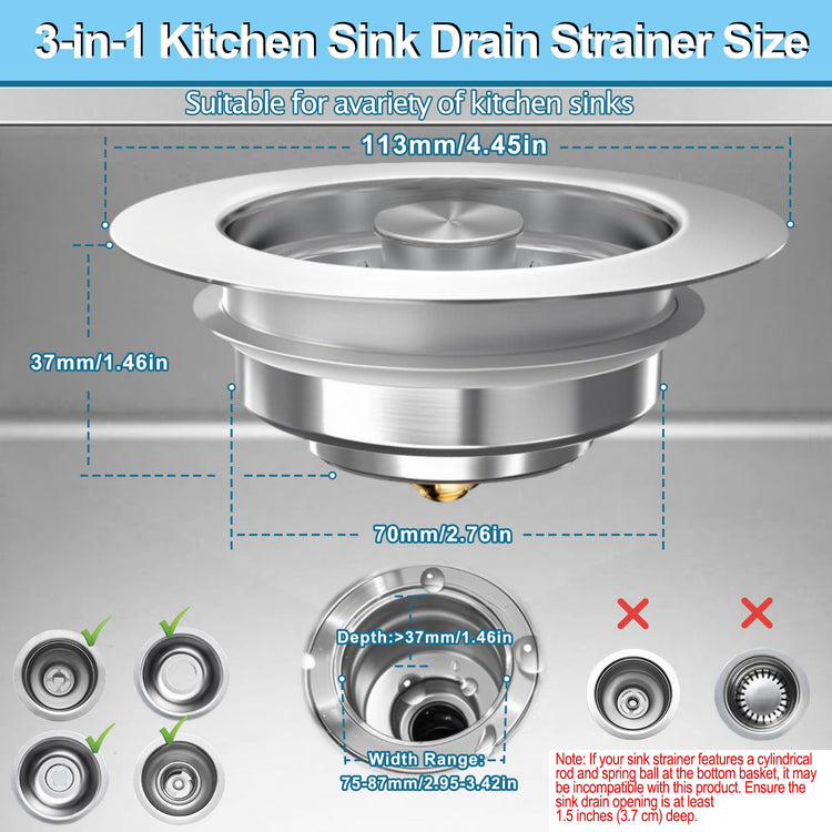 Sink Drain Strainer 3 in 1
