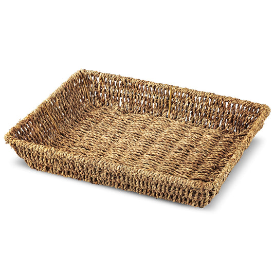 Seagrass Natural Woven Basket 13" X 9.5" X 2" Shelf Basket