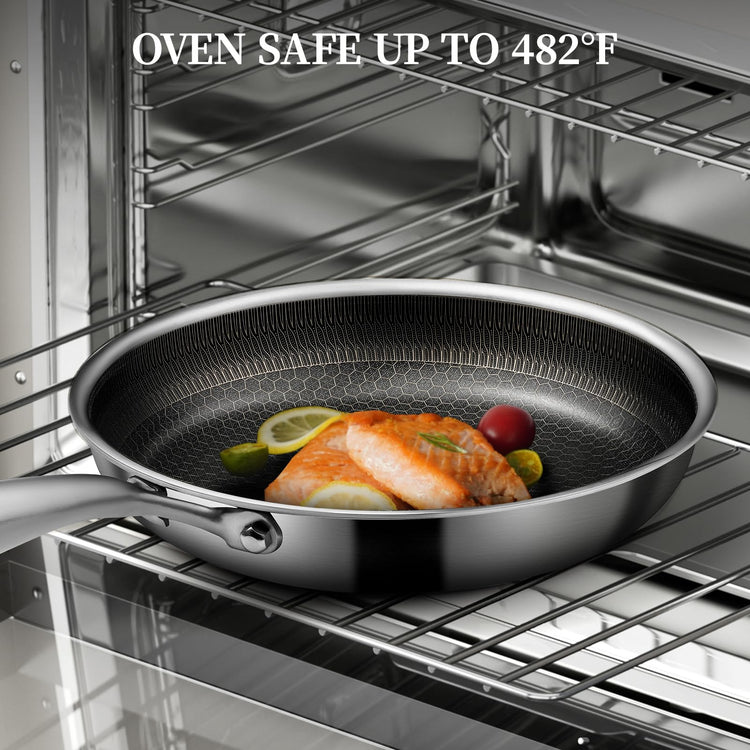 6 Pieces Stainless Steel Frying Pan Set with Lids (6 Count)