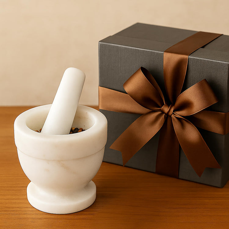 Handcrafted 4 inch Mortar and Pestle Solid Marble Grinder for Spices and Herbs Artisan Carved from Yushan Marble Elegant and Durable for Everyday Cooking