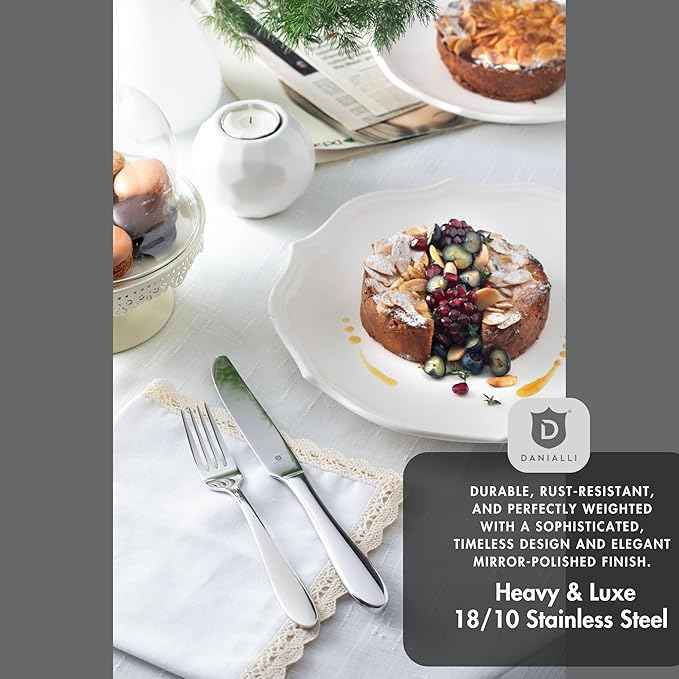 Modern Silverware Set, 18/10 Stainless Steel Flatware, Mirror Finish, Dishwasher Safe, Elegant Cutlery for Home and Dining, Built to Last (60-Piece, Razzoli)