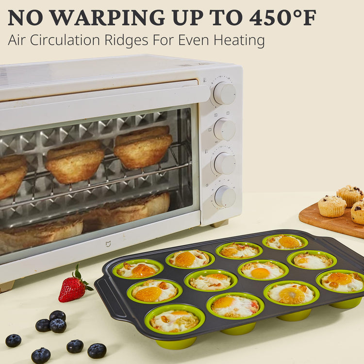 Silicone Muffin Pans for Baking with Metal Frame