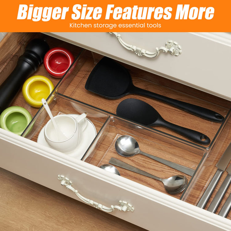 18 Pcs Large Size Clear Drawer Organizer Set (18 Count)