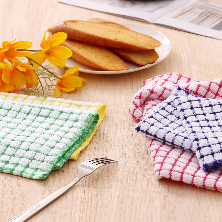 Cotton 12 Pack Kitchen Towels and Dishcloths Sets (12 Count)
