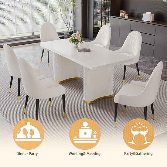 AF ARTISAN FURNITURE White Dining Chairs Set of 2 with High Backs Mid Century Modern Kitchen Dining Room Chairs PU Faux Leather Upholstered Large Padded Accent Chair with Legs