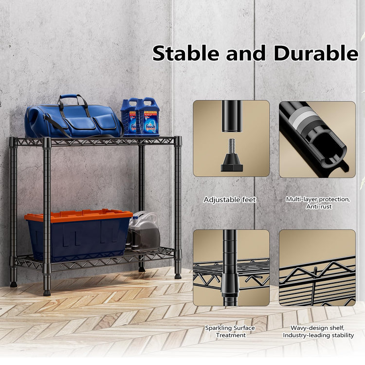 MZG 220 lbs 2 Tier Storage Rack Metal Wire Shelving Unit