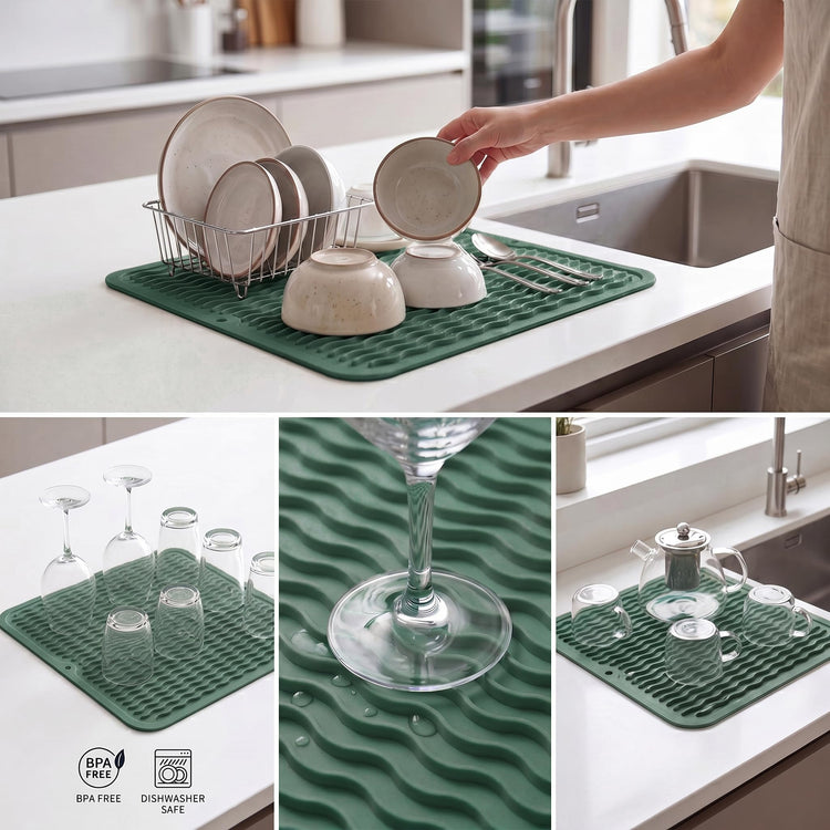 Silicone Dish Drying Mat for Multiple Usage