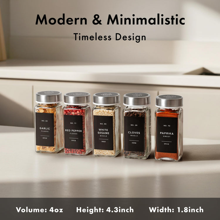 Glass Spice Jars with Label (24 Count)