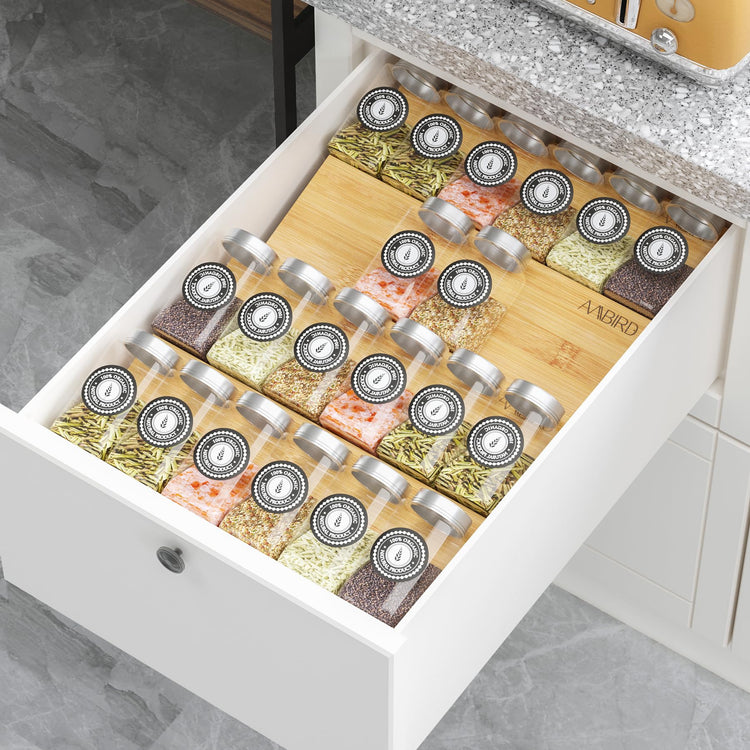 Bamboo Spice Drawer Organizer with Non (4 Count)
