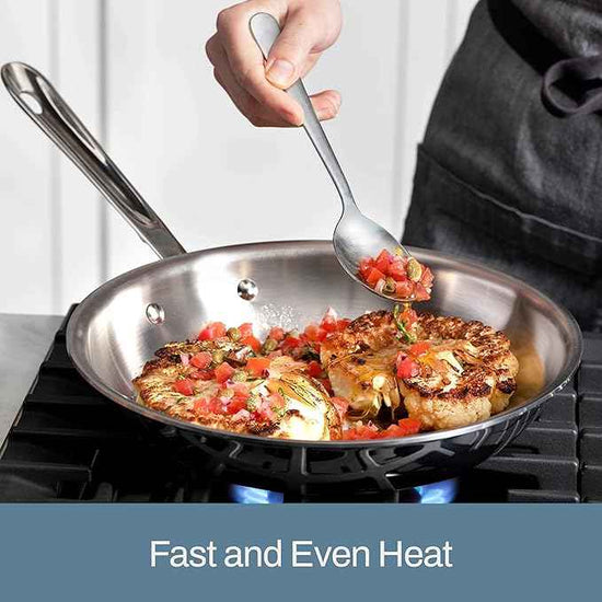All-Clad D3® Stainless Steel 7 Piece Cookware Set- Made in USA- Includes Frying Pans, Saucepan, Sautépan, Stockpot - Professional Grade -Oven Safe & Induction Compatible