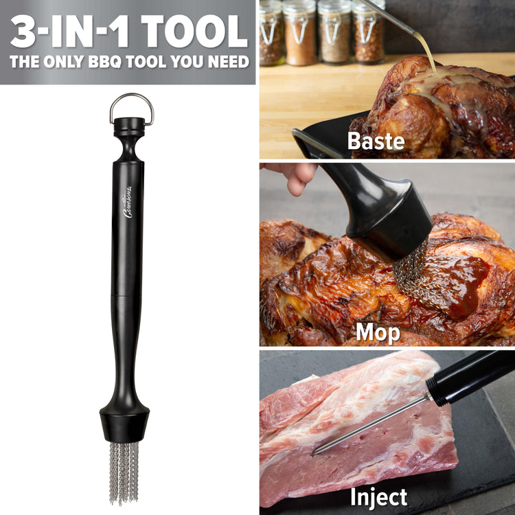 3-in-1 Barbecue Chain-Link Basting Mop, Built-in Injector