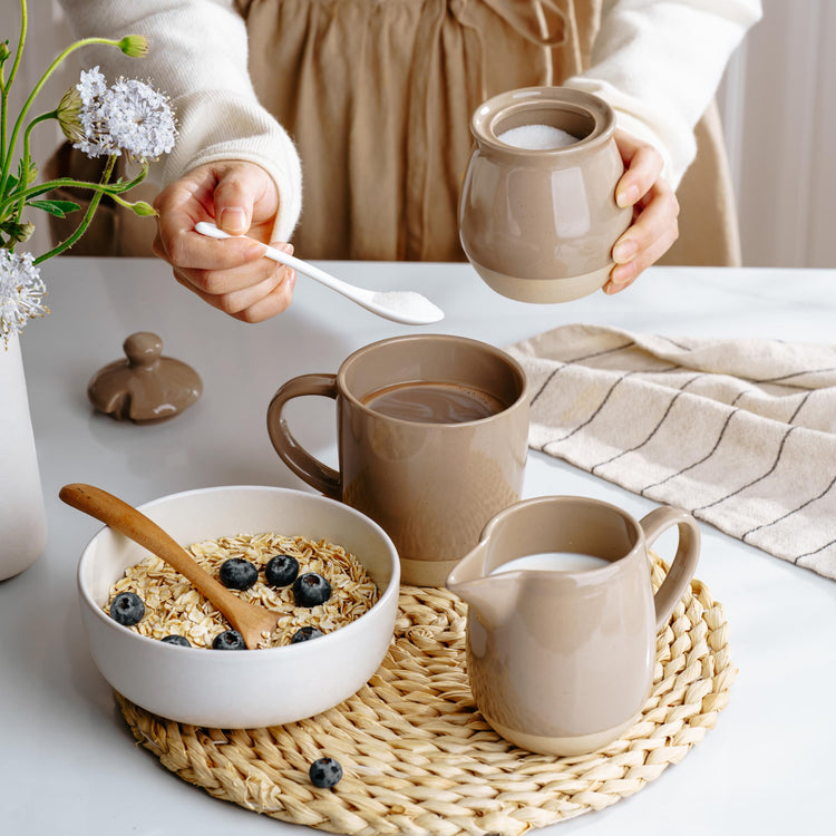 Ceramic 10oz Sugar Bowl & 13oz Creamer Set