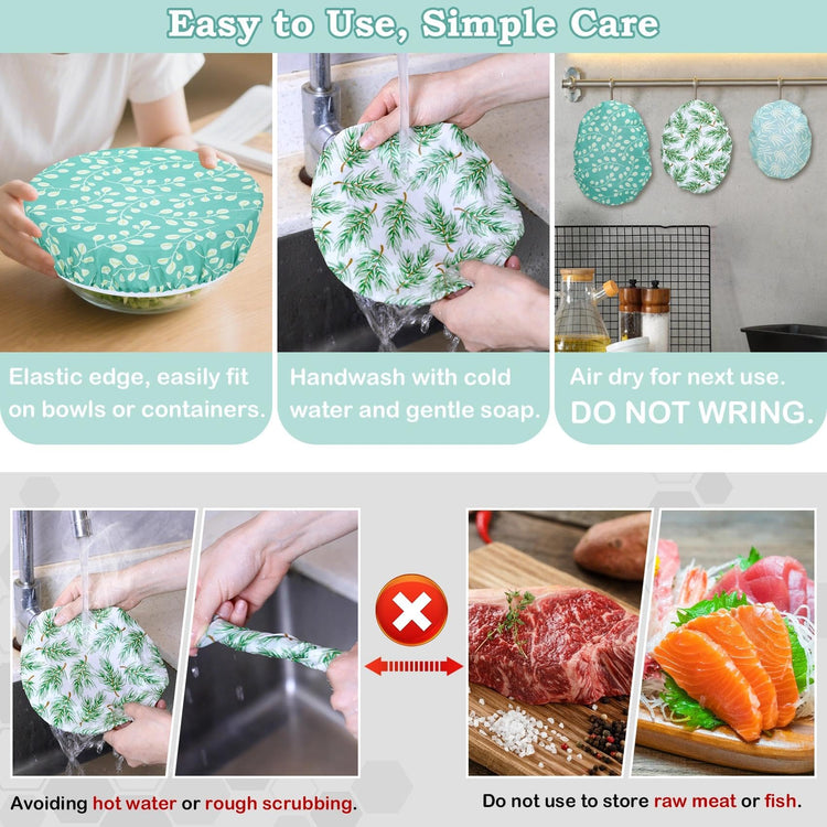 5Pcs Reusable Beeswax Elastic Bowl Covers for Bread Proofing and Food Cover (5 Count)