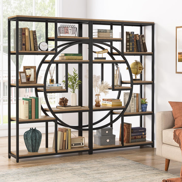 Industrial Bookshelf Bookcase with 9 Open Shelf
