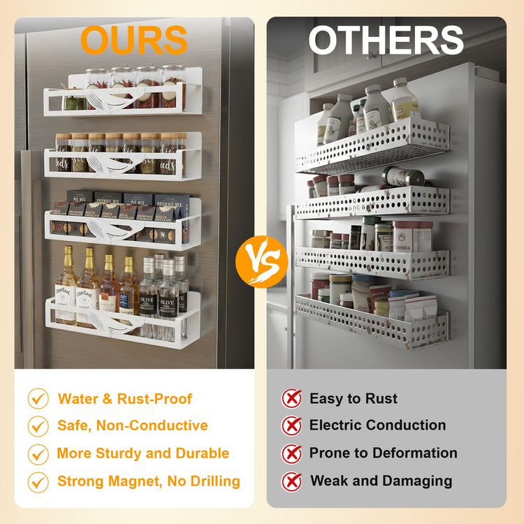 Magnetic Spice Rack for Refrigerator (4 Count)