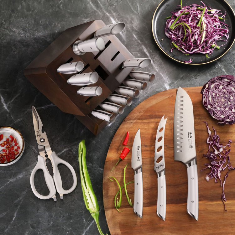 HELENA Series German Steel Forged Knife Block Set (17 Count)