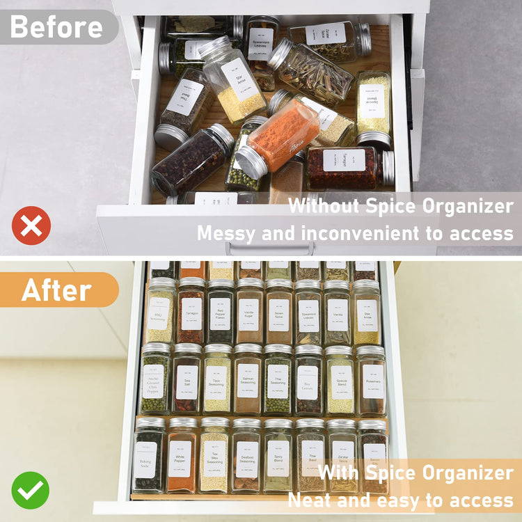 Spice Drawer Organizer with 35 Spice Jars