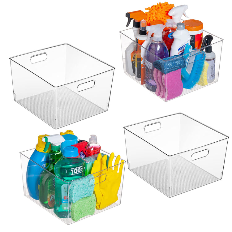 Clear Plastic Storage Bins for Kitchen (4 Count)