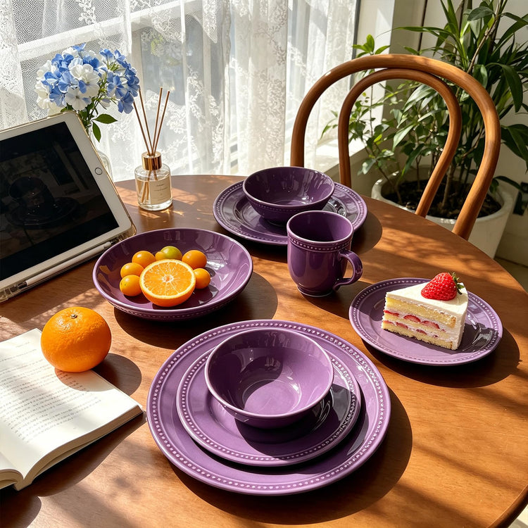 HomeVSS 20 Piece Pearl Dots Stoneware Dinnerware Set
