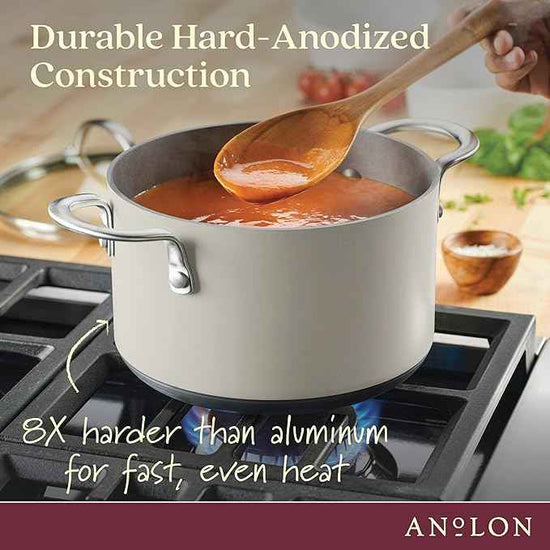 Anolon Achieve Hard Anodized Nonstick Saucepot with Lid, Aluminum, 4 Quart, Silver