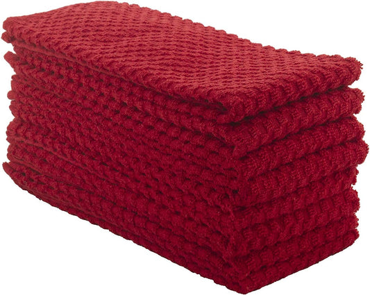 DG Collections Terry Dish Towels, 100% Cotton Kitchen Towels, Set of 8 (15x25 inch) Hand Towels - 400 GSM, Absorbent Terry Cloth Dish Towels for Kitchen, Soft Tea Towels - Red Color - Nestoria