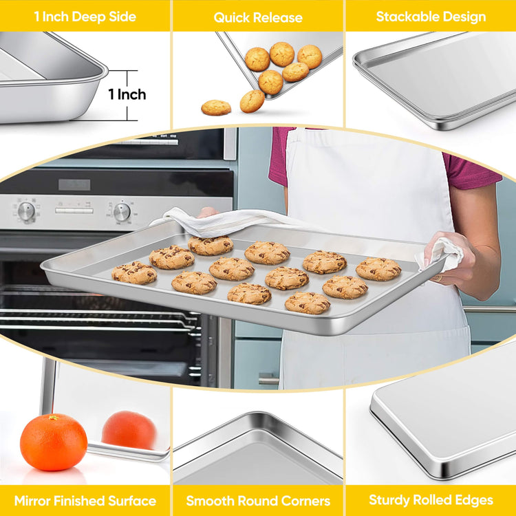 1 Pack 18x13 Inches Stainless Steel Baking Half Sheet (3 Count)