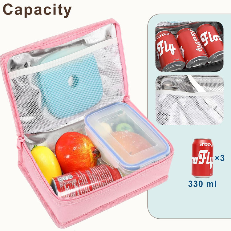 Small Insulated Lunch box Portable Soft Bag Mini Cooler Thermal Meal Tote Kit with Handle for Work & School