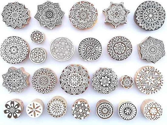 Royal Kraft Round Mandala Wooden Block Printing Stamps (Set of 25) Bulk01_25G