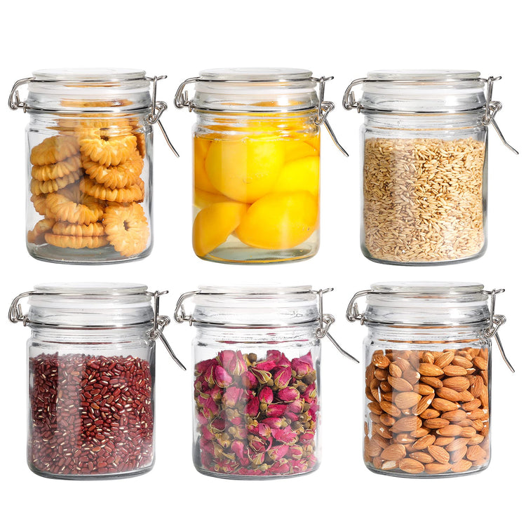 25 oz Glass Jars with Airtight Lids 6 Pack Pantry Coffee Canisters (6 Count)
