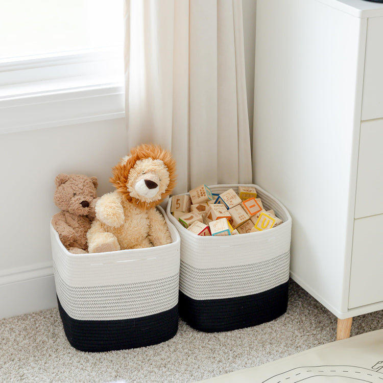 Storage Cubes 11 Inch Cotton Rope Woven Baskets for Organizing (3 Count)