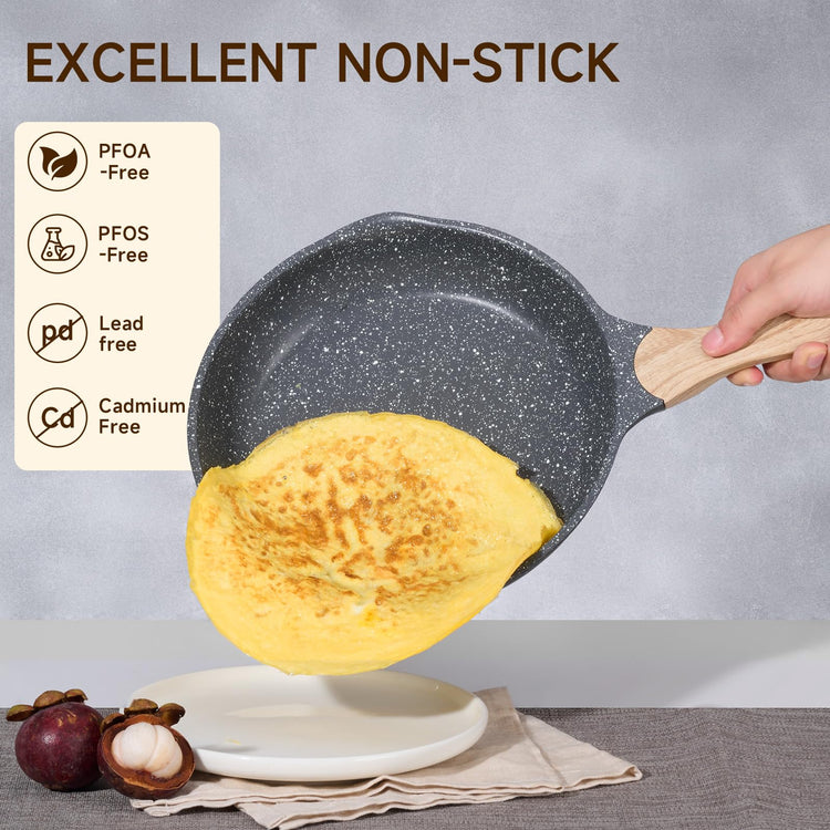 8 & 10 Inch Nonstick Frying Pan Sets for Cooking Dual Spouts Skillet (2 Count)