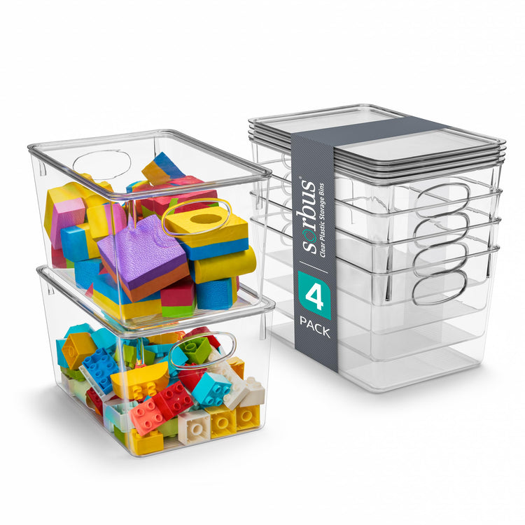 Large Clear Plastic Bins with Lids (8 Count)