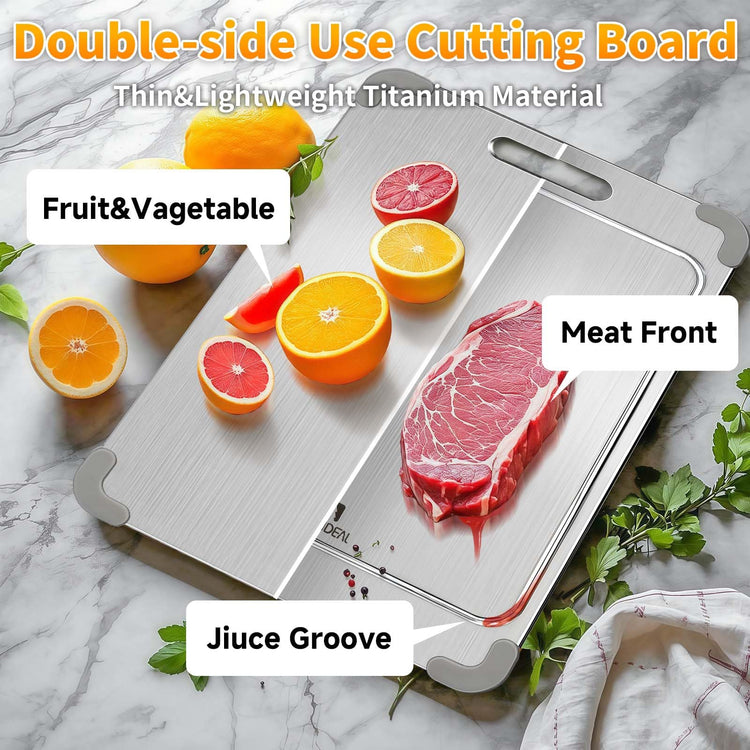 18*12" Pure Titanium Cutting Board with Groove and Silicone Corner