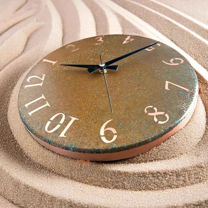 Handmade Pure Copper Wall Clock for Home Decoration, Decor Clock for Living Room, Bedroom and Kitchen, Rustic Decorative Mural Clock Art for Farmhouse (Rusty Numbers, 17.7)