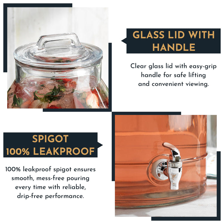 3 Gallon Glass Drink Dispensers For Parties