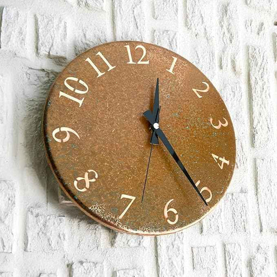Handmade Pure Copper Wall Clock for Home Decoration, Decor Clock for Living Room, Bedroom and Kitchen, Rustic Decorative Mural Clock Art for Farmhouse (Rusty Numbers, 11)