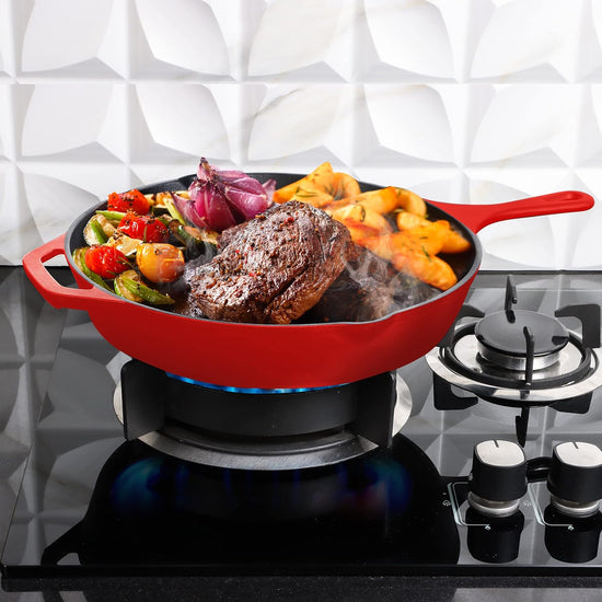 Utopia Kitchen Saute Frying Pan 6.5 Inch, Cast Iron Chefs Pan, Pre Seasoned Cast iron Skillet, Safe Grill Cookware for Indoor & Outdoor Use, Red - Nestoria
