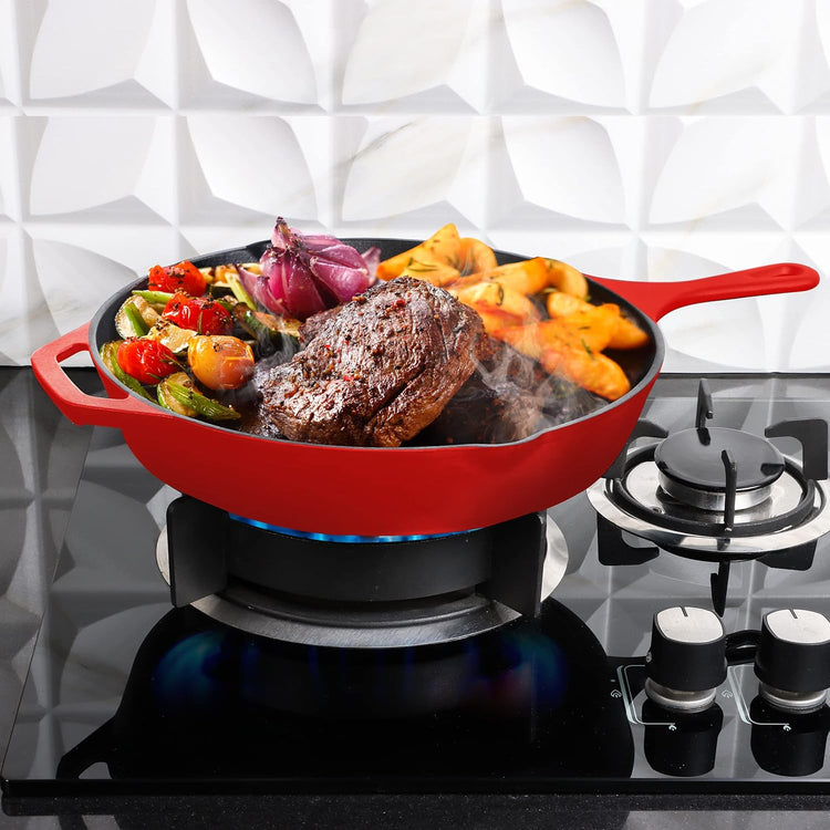 Utopia Kitchen Saute Frying Pan 6.5 Inch, Cast Iron Chefs Pan, Pre Seasoned Cast iron Skillet, Safe Grill Cookware for Indoor & Outdoor Use, Red - Nestoria