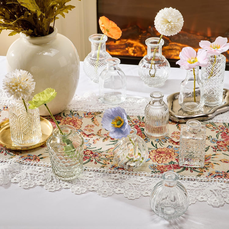 Glass Bud Vase Set of 24 Pcs Small Minimalist Vases for Flowers, Vintage Rustic Home Decor for Table Centerpiece Wedding Party, Modern Clear Aromatherapy Bottle for Living Room Bedroom