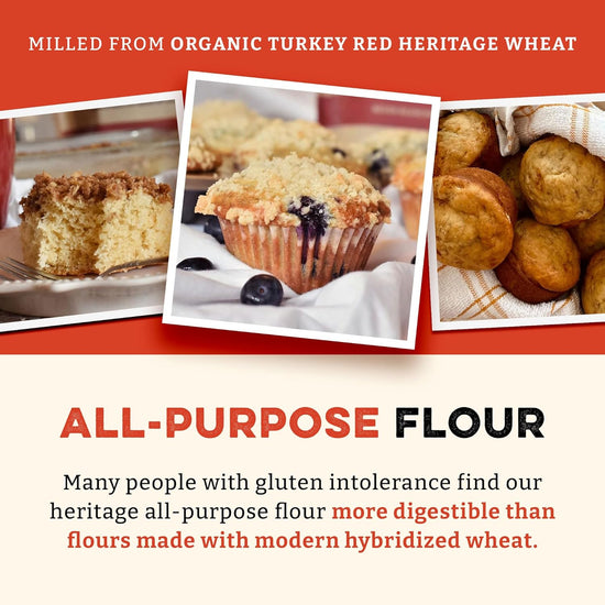 Sunrise Flour Mill Heritage Organic White Flour | USDA Organic All Purpose Flour Unbleached - Non-GMO, Kosher, Glyphosate Free, High Protein for Baking, Unbromated White Wheat (80 Ounce (Pack of 1)) - Nestoria