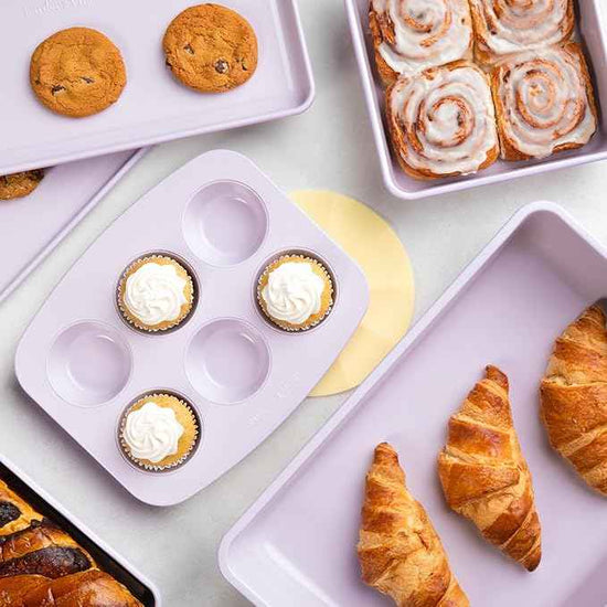 Larder & Vine 8-Piece Bakeware Set | Non-Stick Baking Set with Ceramic Finish | PFAS, PFOA, PTFE, and BPA Free Baking Essentials | Baking Sheets, Muffin Tins and Assorted Baking Pans | Lavender