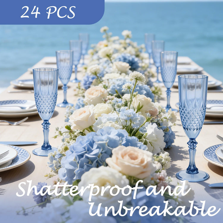 24 Pack Plastic Champagne Flutes (24 Count)