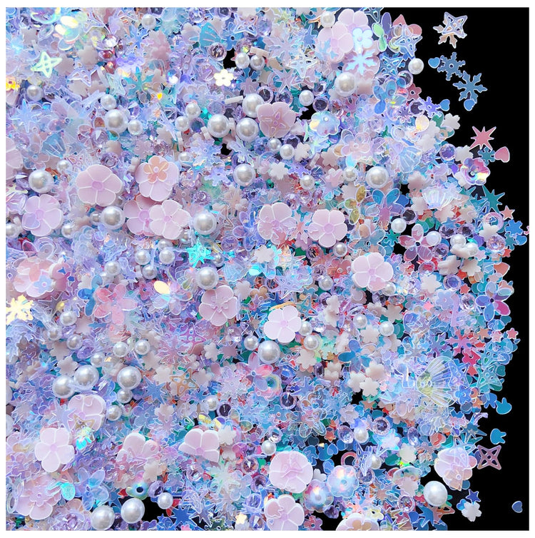 Sequins Holographic Polymer Clay Slices Nail Glitter 3D Holographic Snowflake Shell Butterfly Plum Blossom Nail Sequins Slices Polymer Clay Nail Decals for DIY Nail Decoration