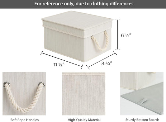 StorageWorks Storage Bins with Lids, Decorative Storage Boxes with Lid and Soft Rope Handles, Foldable Storage Baskets for Closet, Shelves, Stackable, Mixing of Beige, White & Ivory, Medium, 3-Pack