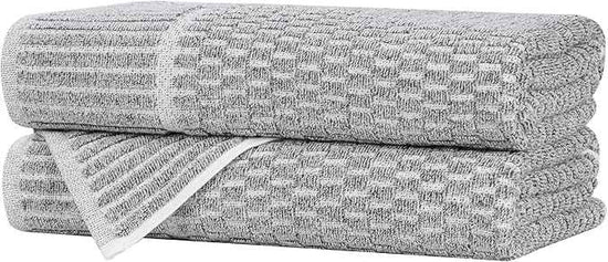 Superior Juno Viscose Cotton Blend Medium Weight Towels, for Bathroom, Shower, Spa, Plush, Quick Dry, Ultra-Soft Towels, Bath Essentials, Border Detail, Bath Towels, Set of 2, Charcoal